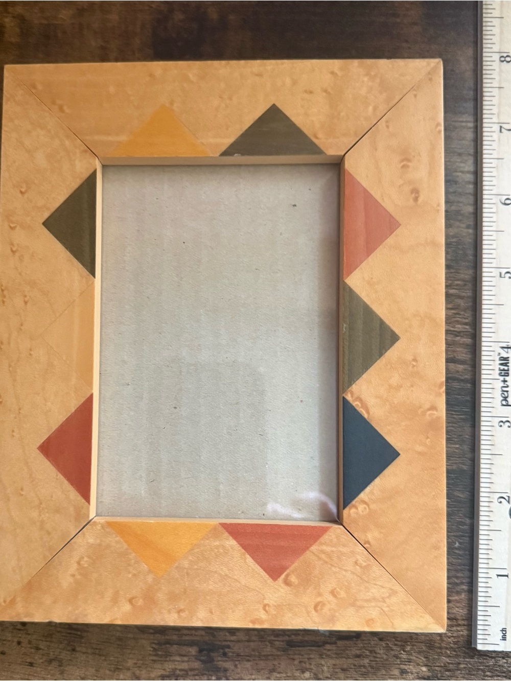 Handcrafted Wood Picture Frame in Natural and Multicolor Accent